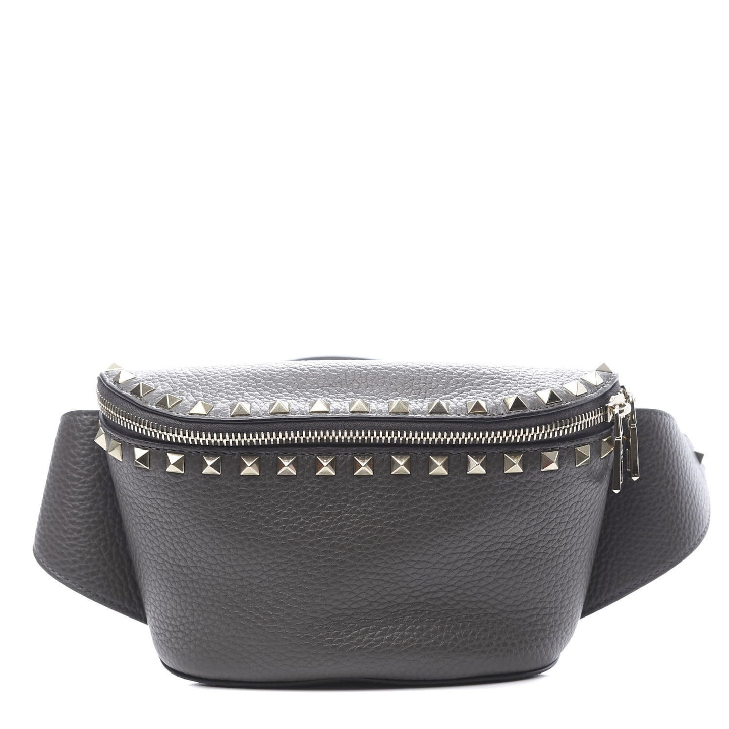 Grained Calfskin Rockstud Belt Bag 95 Graphite
