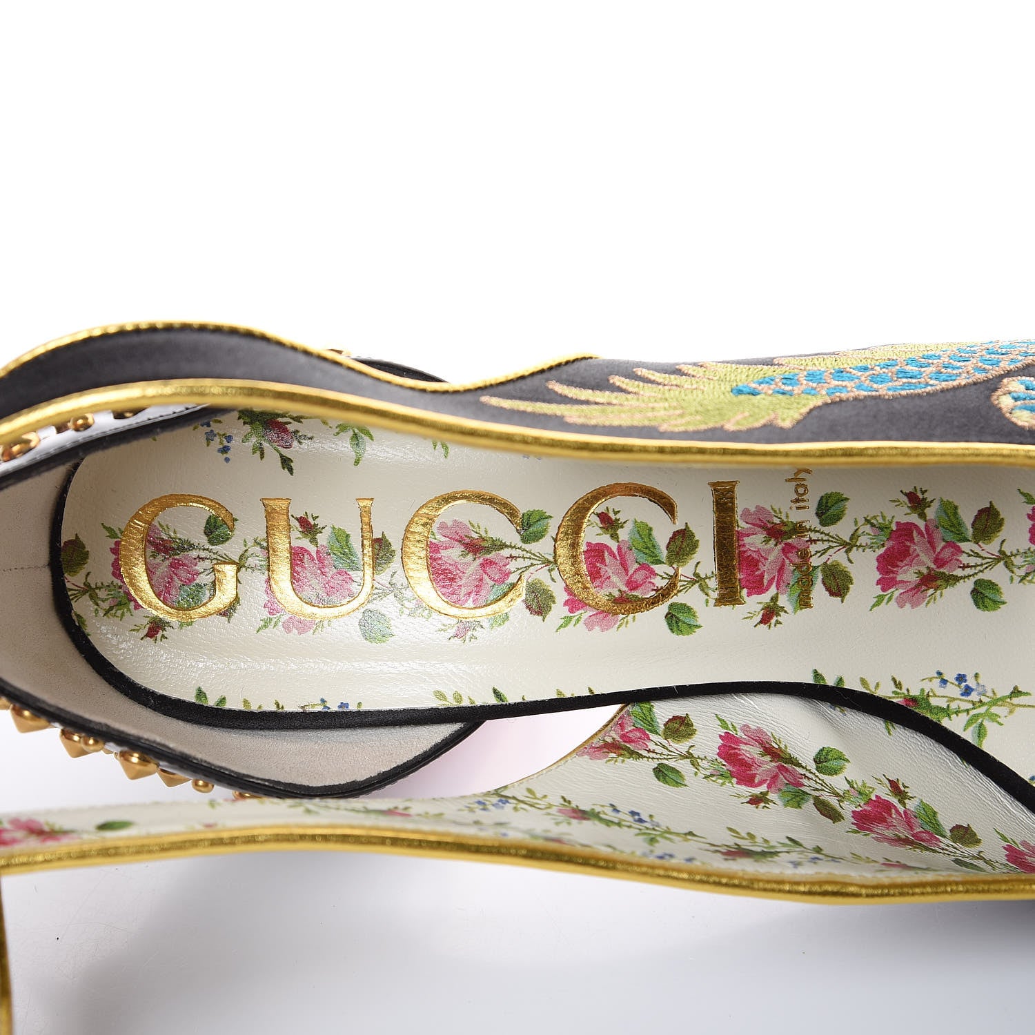 Gucci Satin Embroidered Dragon Caspar Pumps 39.5 Black 8 of 9