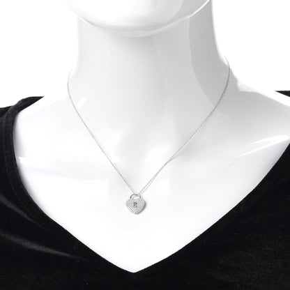 Tiffany Platinum Diamond Small Heart Lock Pendant Necklace 2 of 5