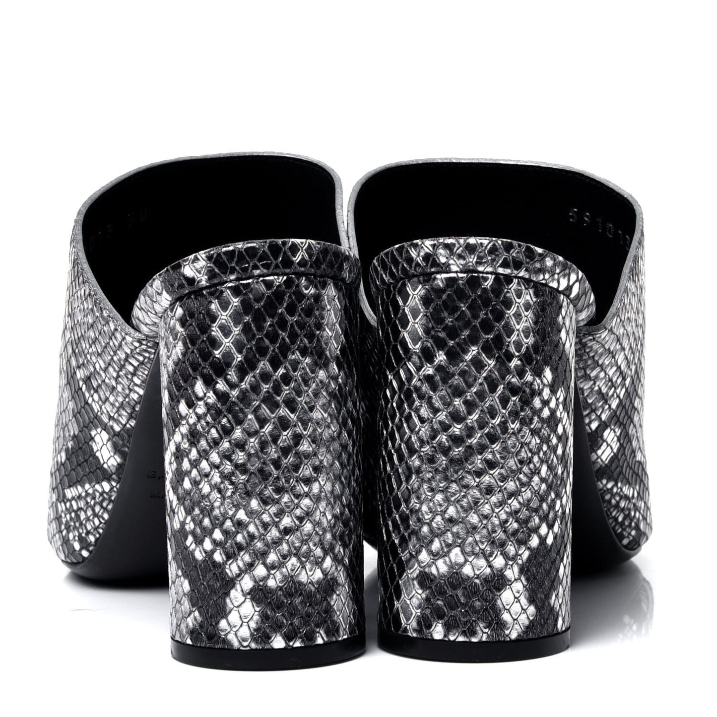 Kidskin Snake Effect Oval 90mm Mule Pump 38 Silver