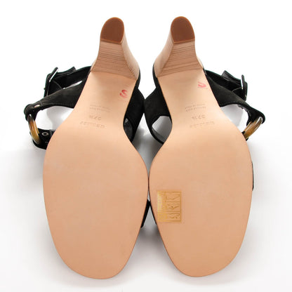 Hermes Nubuck Horn Mega Lady Sandals 37.5 Black 5 of 7