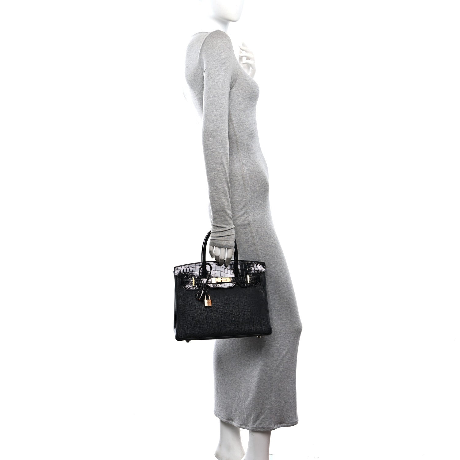 Hermes Togo Shiny Niloticus Crocodile Birkin Touch 30 Black 2 of 11