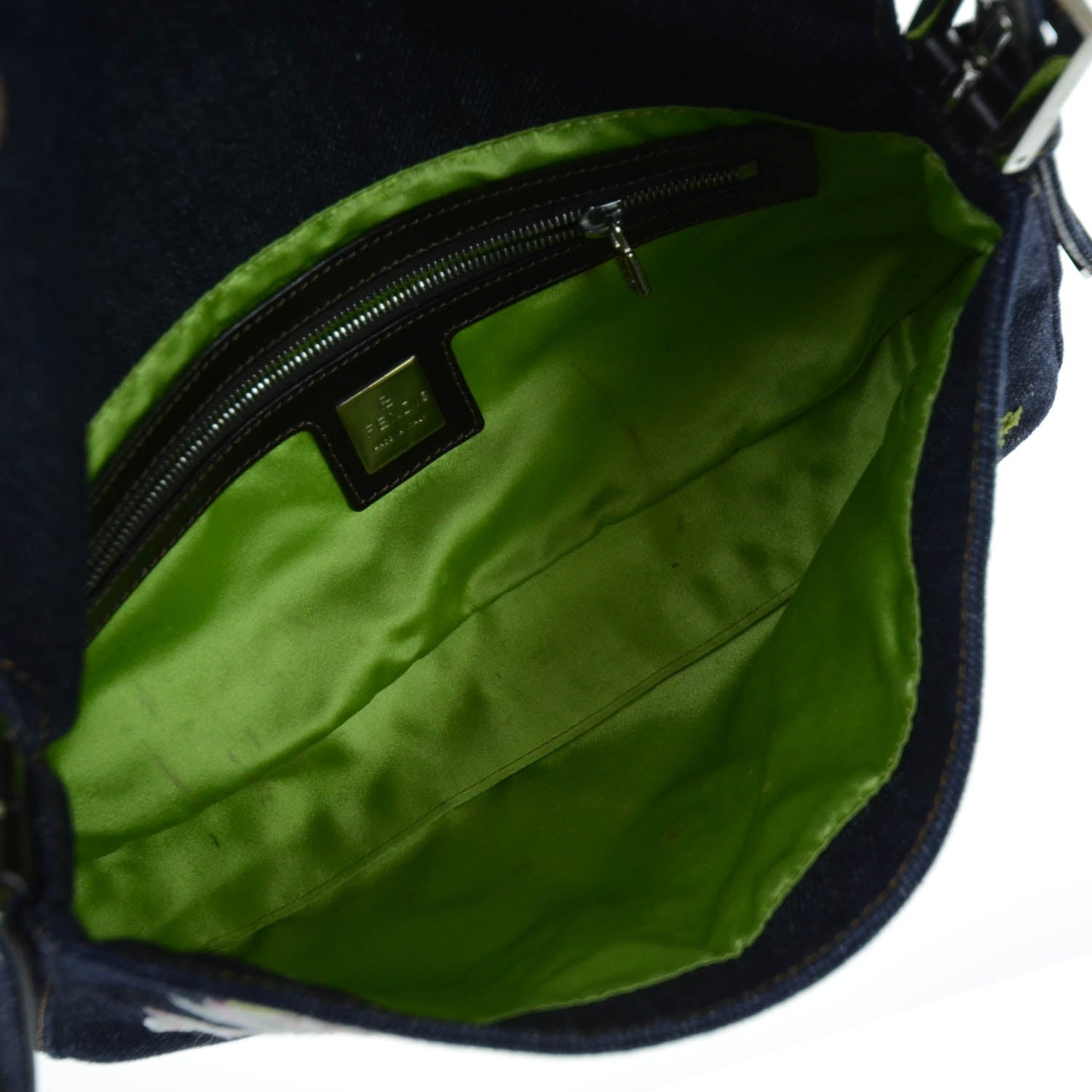 Fendi Denim Embroidered Baguette Multicolor 10 of 12
