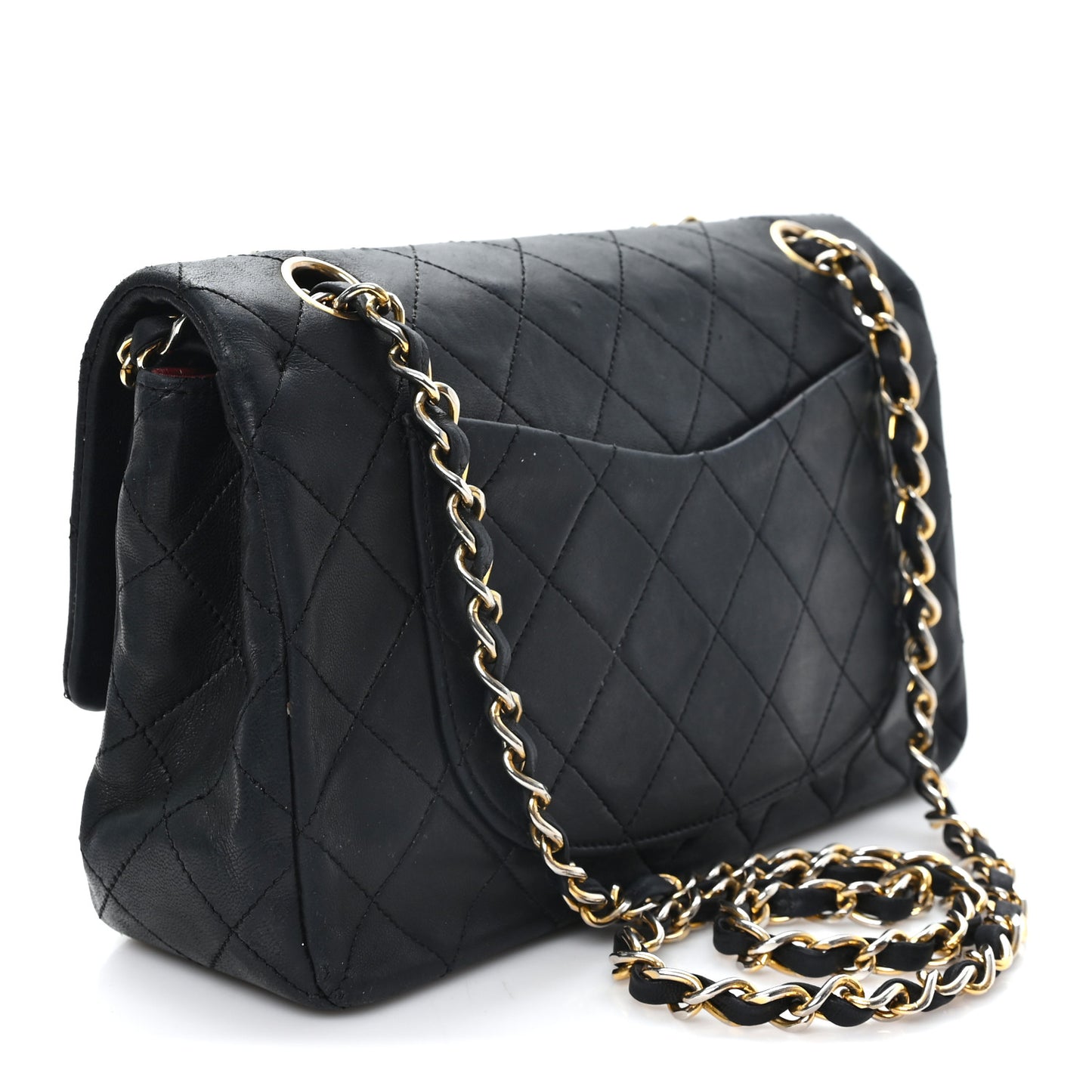 Lambskin Quilted Small Double Flap Black