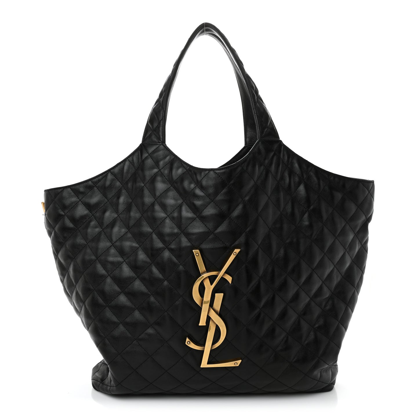 Lambskin Quilted Maxi Icare Shopping Tote Black