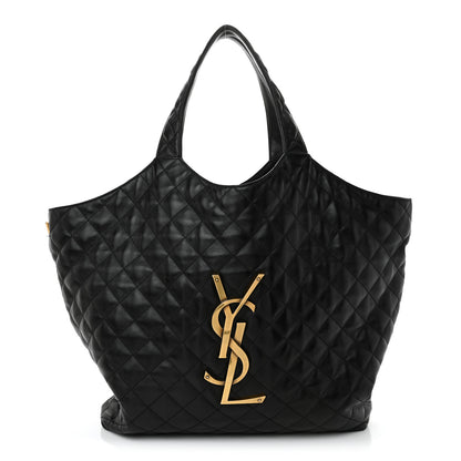 Saint Laurent Lambskin Quilted Maxi Icare Shopping Tote Black 1 of 12