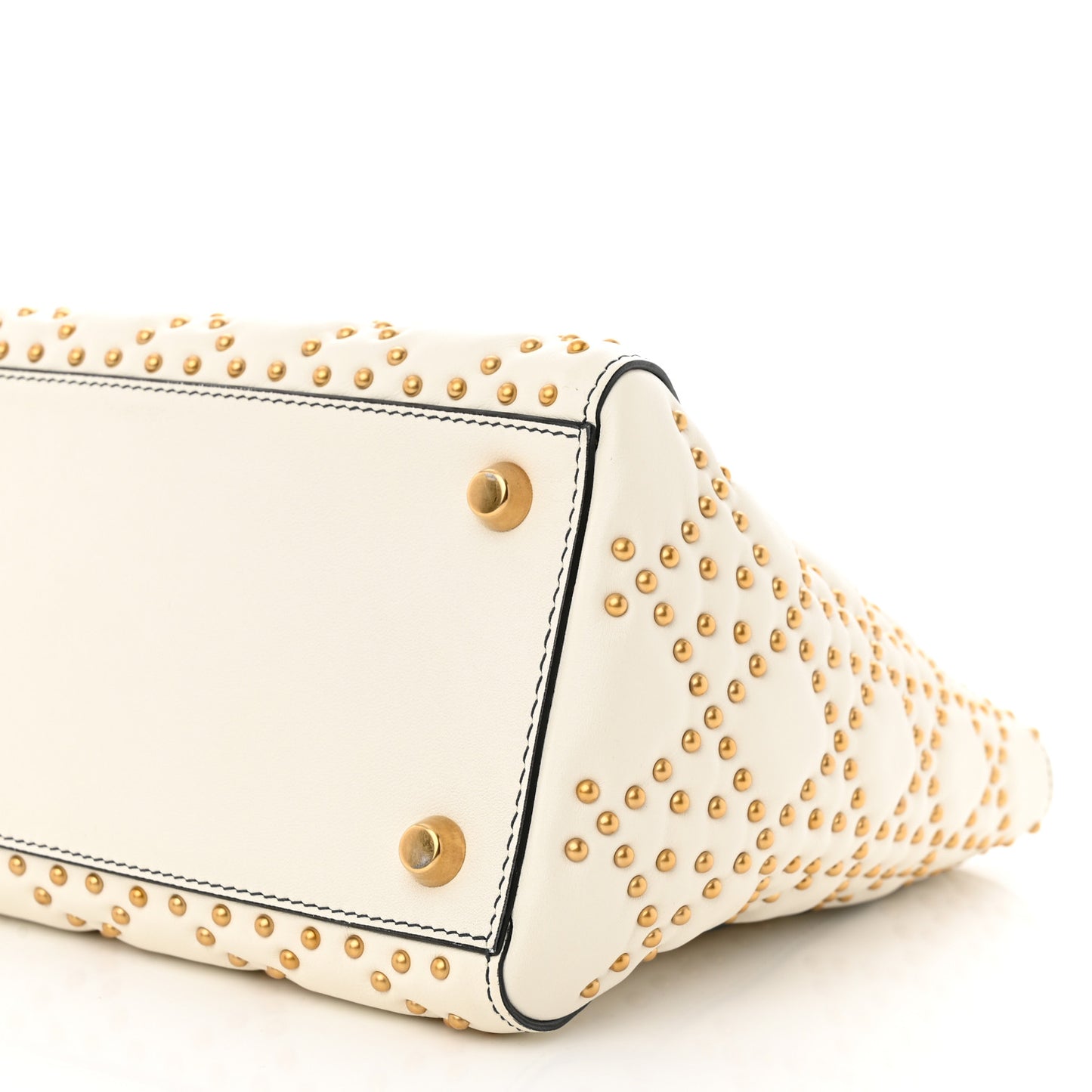 Calfskin Cannage Studded Supple Lady Dior White