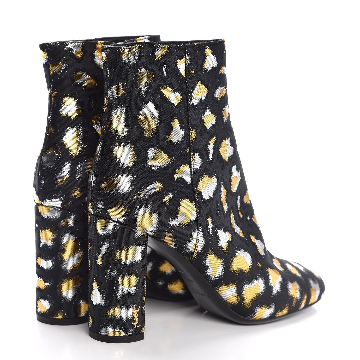 Saint Laurent Jacquard Leopard Loulou Ankle Boots 37 Oro 4 of 9