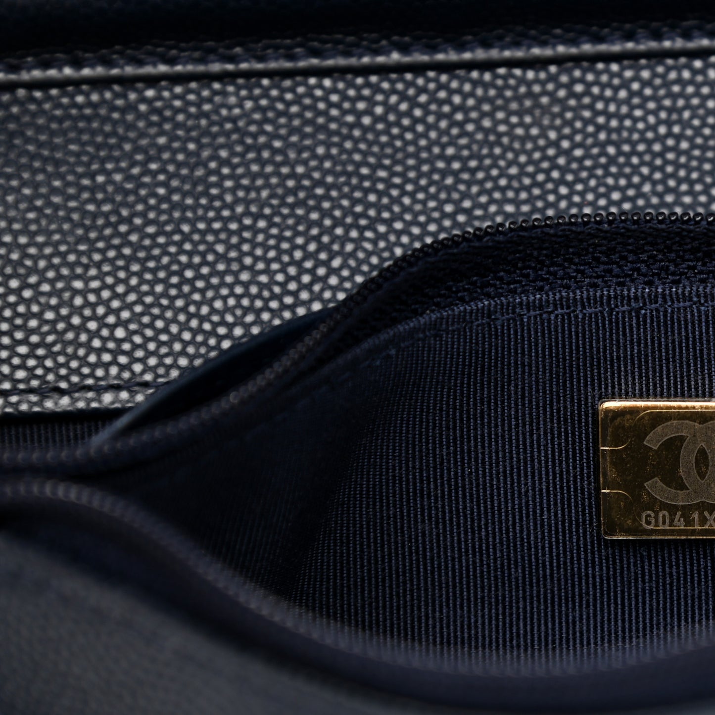 Caviar Quilted Wallet On Chain WOC Navy Blue