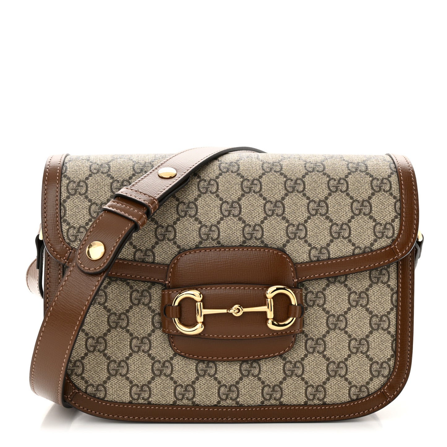 GG Supreme Monogram Horsebit 1955 Shoulder Bag Beige Brown Sugar