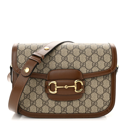 Gucci GG Supreme Monogram Horsebit 1955 Shoulder Bag Beige Brown Sugar 1 of 12