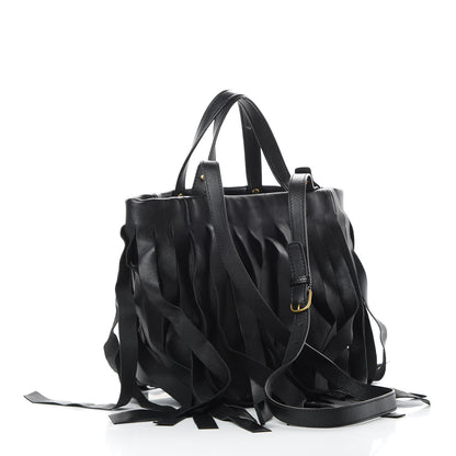 Balenciaga Calfskin XS Fringe Laundry Cabas Black 3 of 12