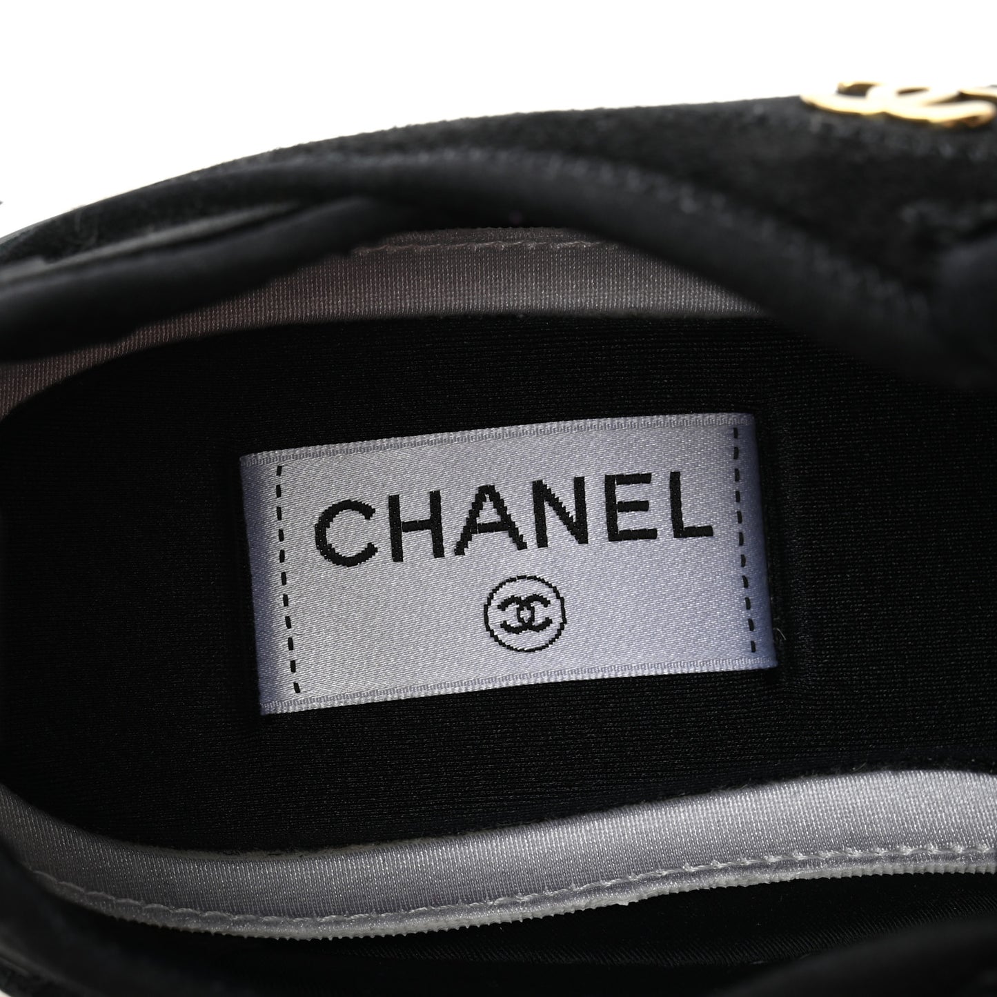 Velvet Calfskin Mixed Fibers CC Sneakers 39.5 Black