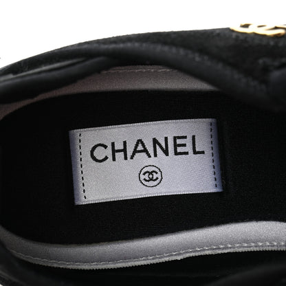Chanel Velvet Calfskin Mixed Fibers CC Sneakers 39.5 Black 7 of 9