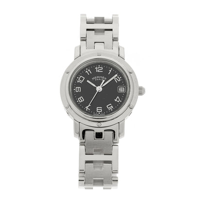 Hermes Stainless Steel 24mm Clipper Quartz Watch Black 1 of 4