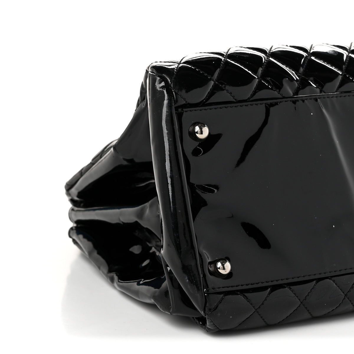 Chanel Patent Quilted Large Just Mademoiselle Bowling Bag Black 9 of 10