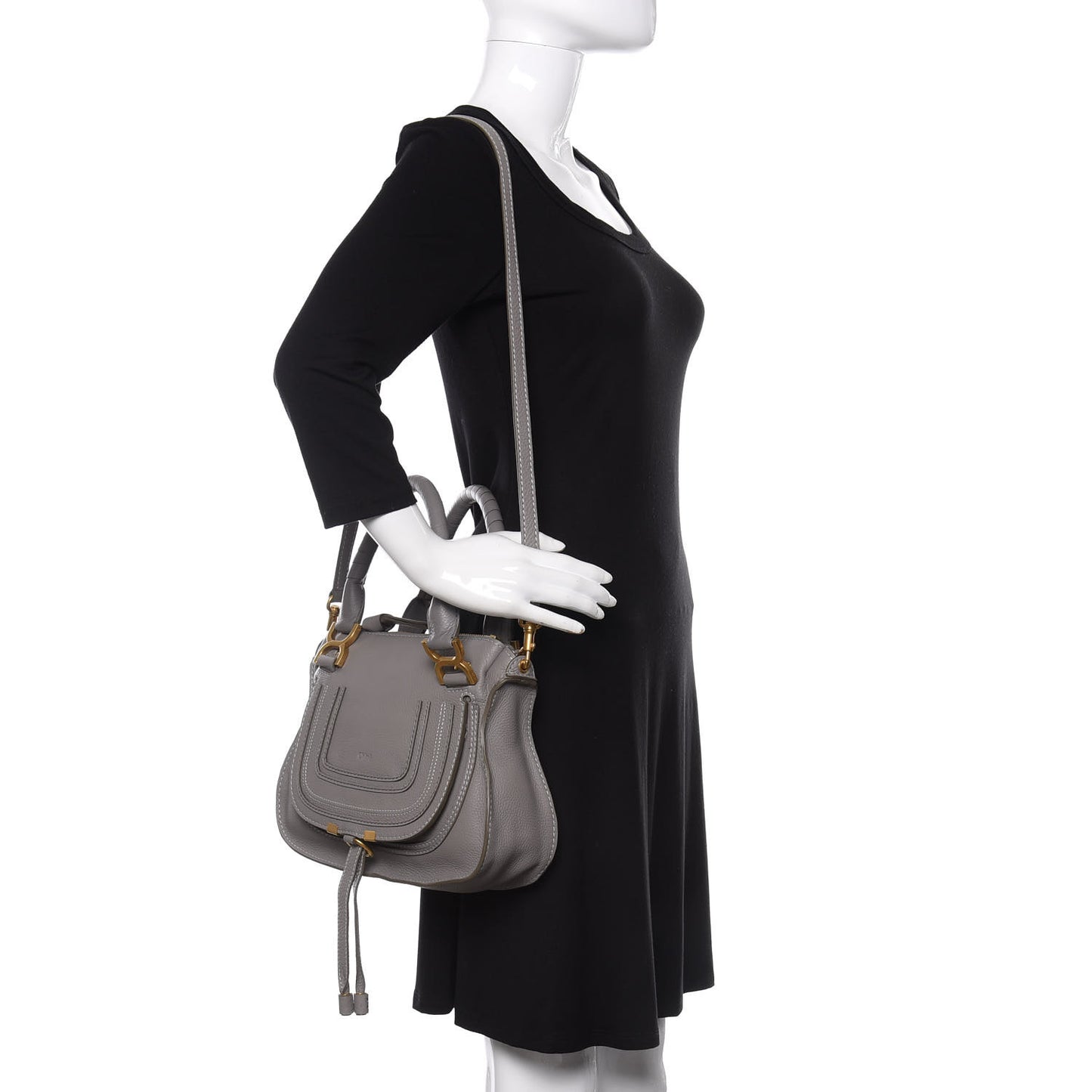Calfskin Small Marcie Satchel Cashmere Grey