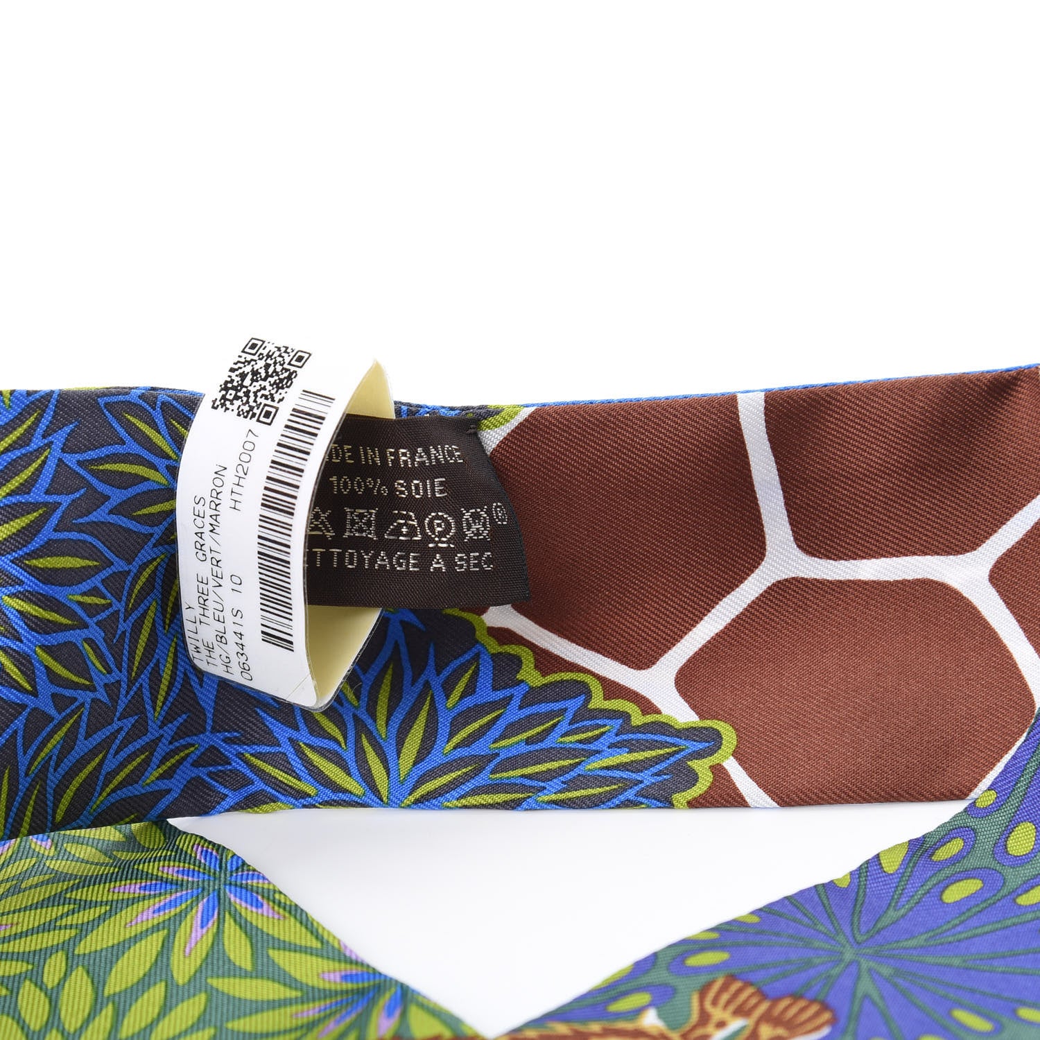 Hermes Silk The Three Graces Twilly Bleu Vert Marron 2 of 4
