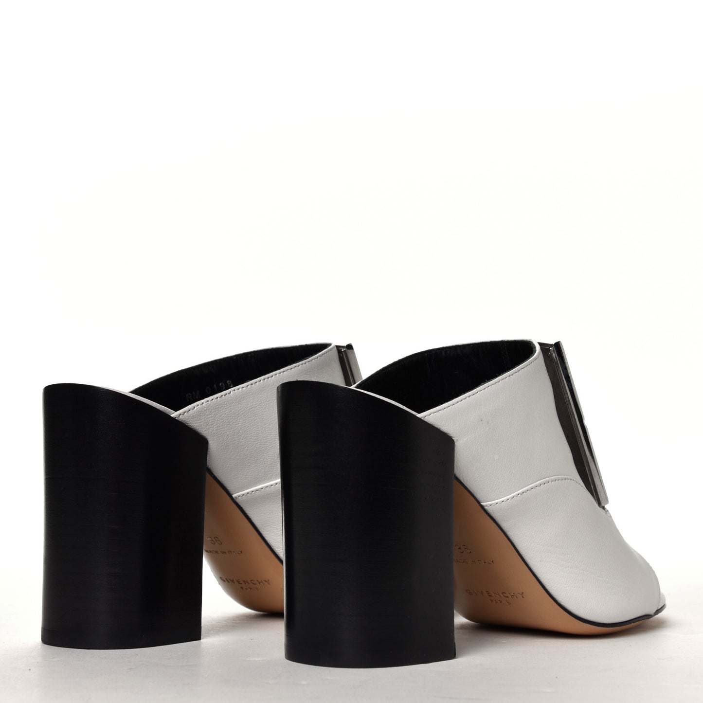 Grained Goatskin 4G Logo Mules 36 White