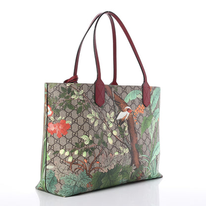 Gucci GG Supreme Monogram Tian Medium Shopping Tote Beige Multicolor Red 3 of 9