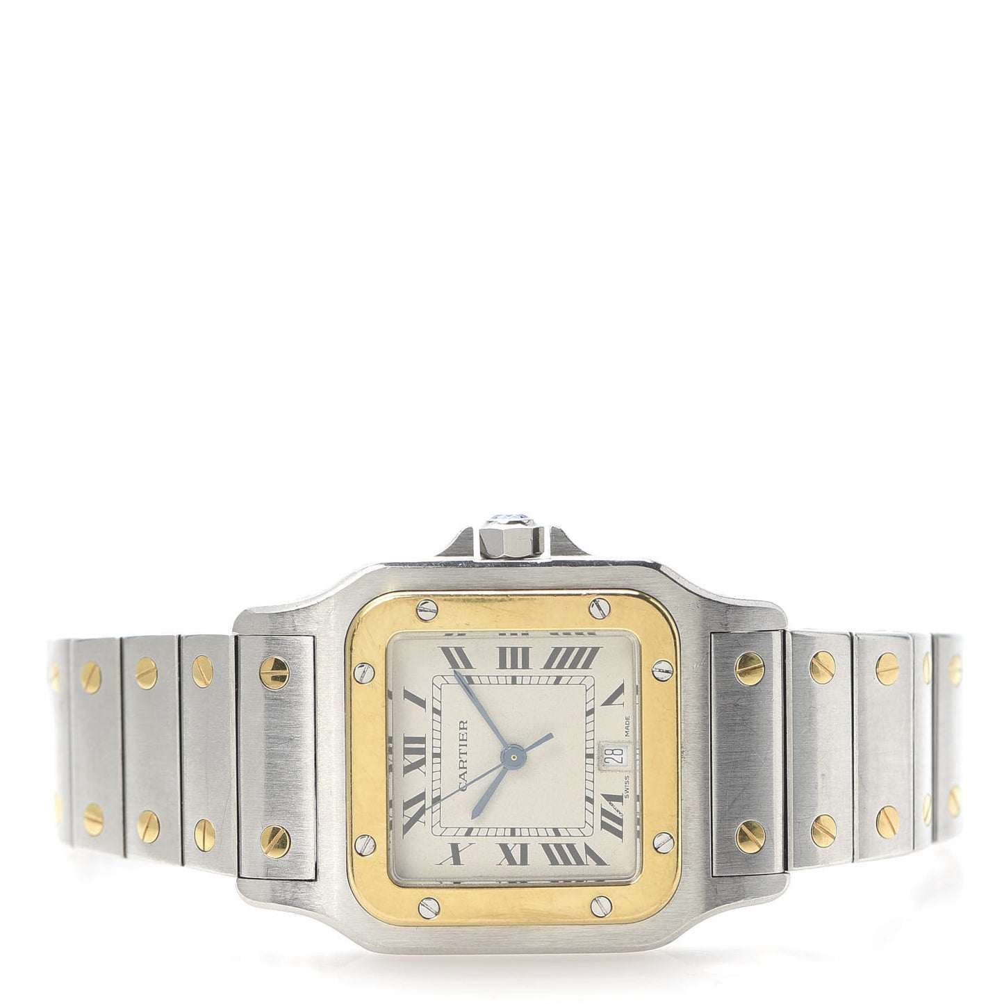 Stainless Steel 18K Yellow Gold 29mm Santos De Galbee Quartz Watch