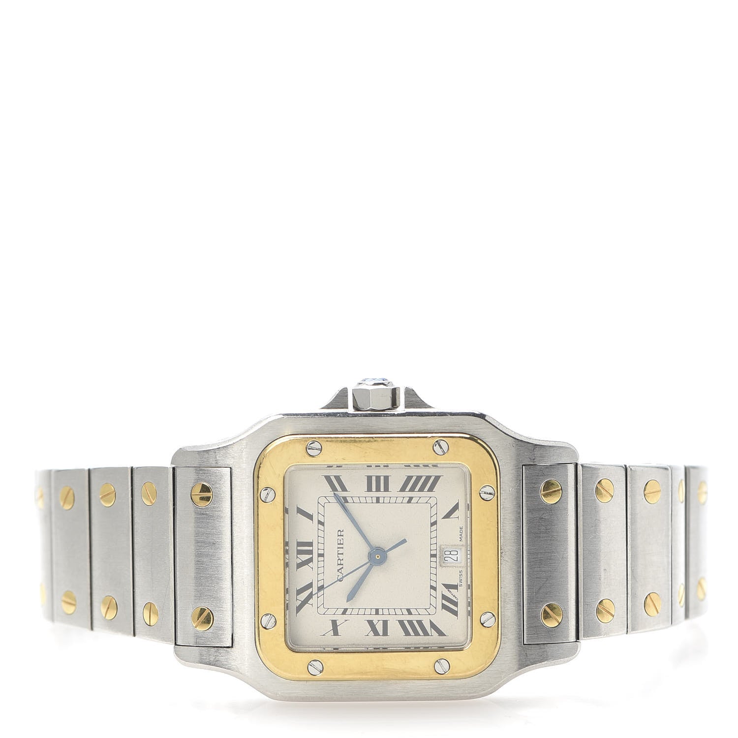 Cartier Stainless Steel 18K Yellow Gold 29mm Santos De Galbee Quartz Watch 3 of 6