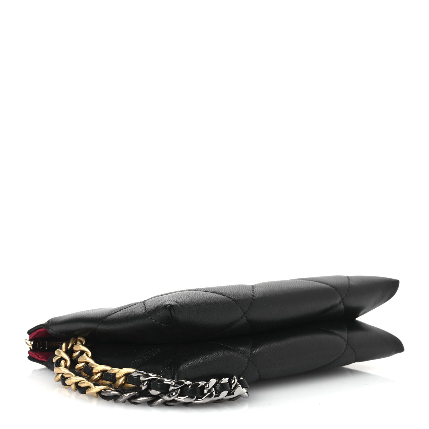 Chanel Shiny Goatskin Quilted Small Chanel 19 Pouch With Handle Black 4 of 12