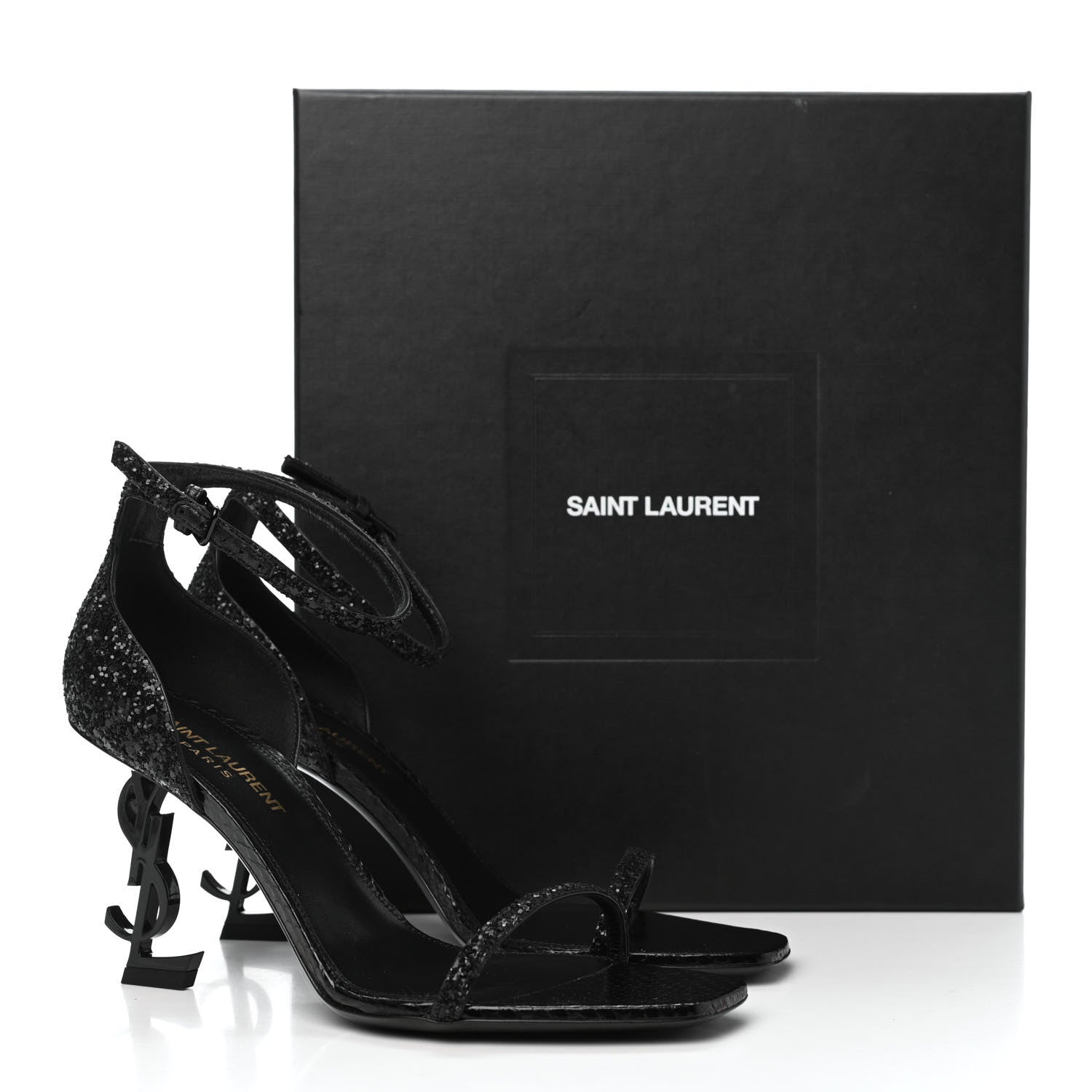 Saint Laurent Glitter Opyum Sandals 36.5 Black 13 of 13