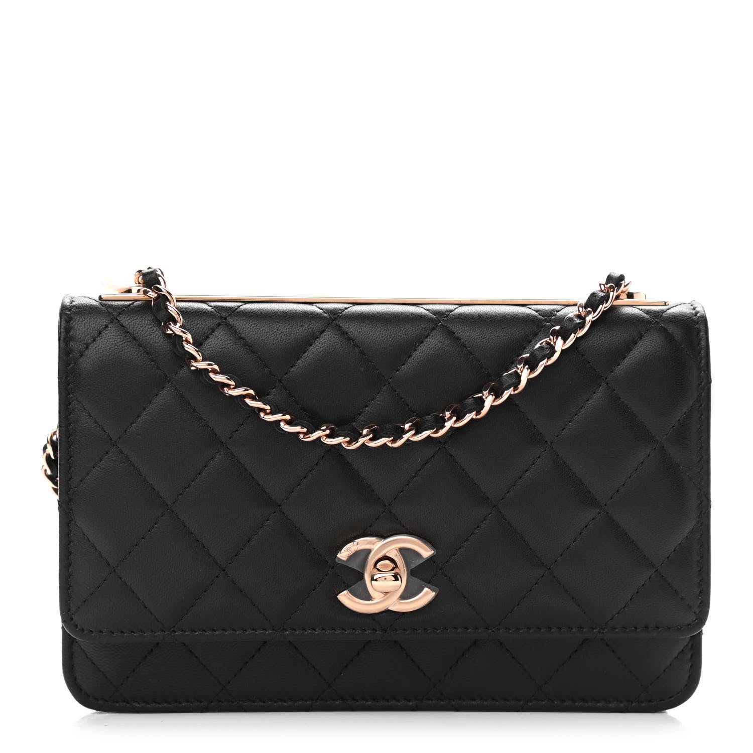Chanel Lambskin Quilted Trendy CC Wallet On Chain WOC Black 1 of 11