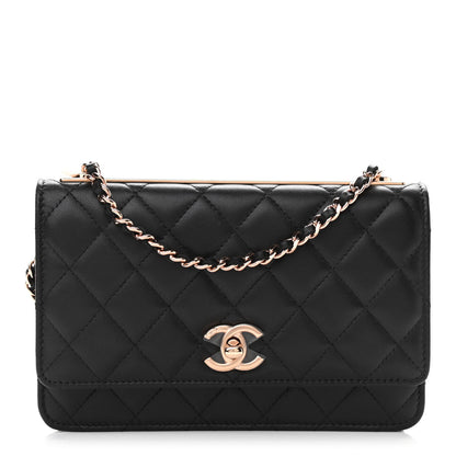 Chanel Lambskin Quilted Trendy CC Wallet On Chain WOC Black 1 of 11