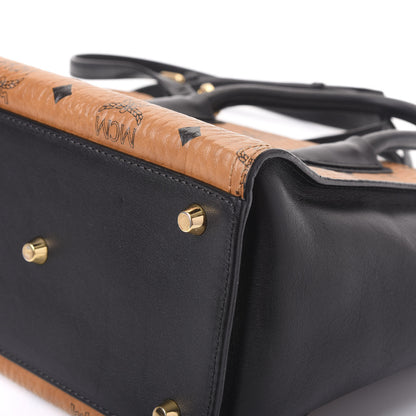 MCM Visetos Small Kathy Double Zip Tote Cognac Black 8 of 11