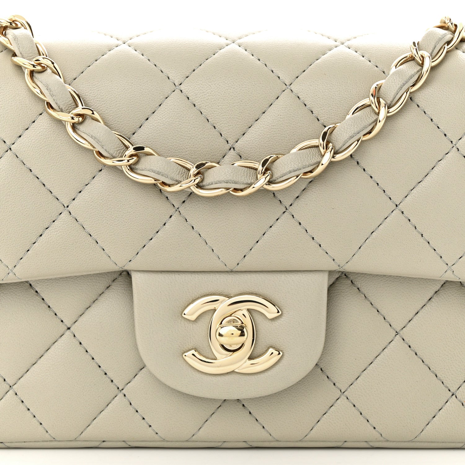 Chanel Lambskin Quilted Mini Rectangular Flap Grey 8 of 11