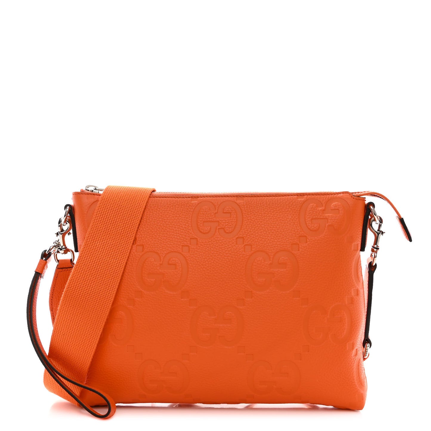 Piuma Calfskin Jumbo GG Embossed Medium Wristlet Messenger Bag Orange
