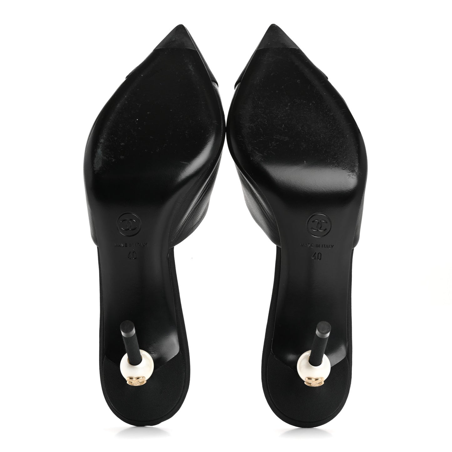 Goatskin Grosgrain Cap Toe Pearl Mule 40 Black
