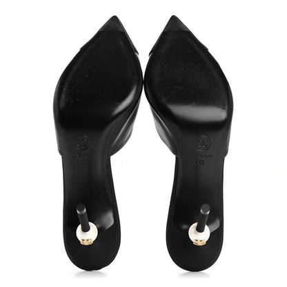 Chanel Goatskin Grosgrain Cap Toe Pearl Mule 40 Black 6 of 12