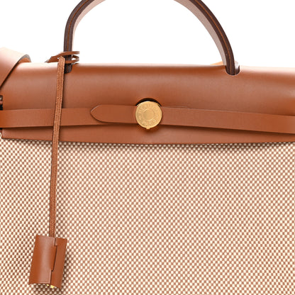 Hermes Vache Hunter Criss Viking Herbag Zip Retourne 31 PM Ecru Beige Naturel 8 of 11
