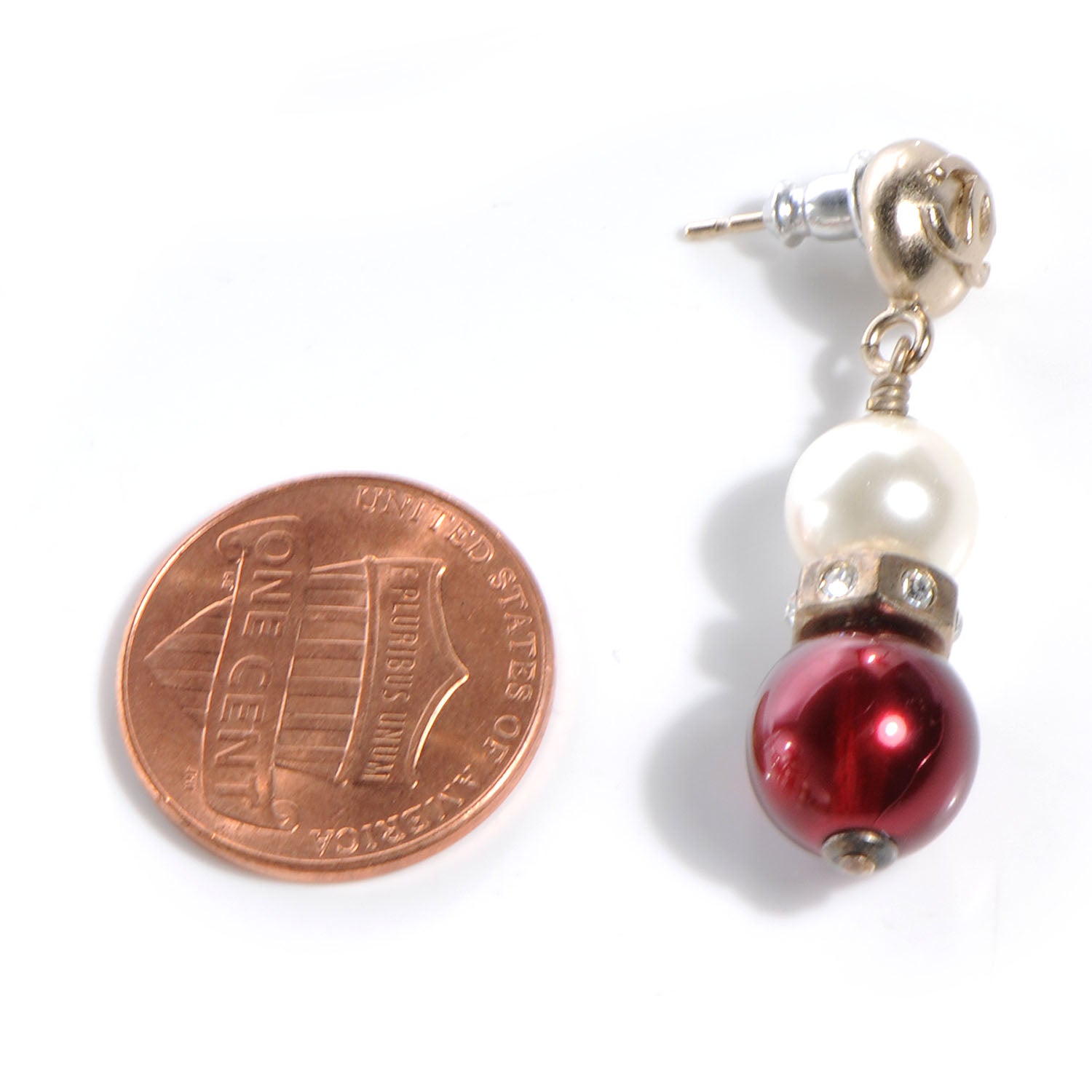Chanel Crystal Pearl Drop CC Earrings 2 of 4