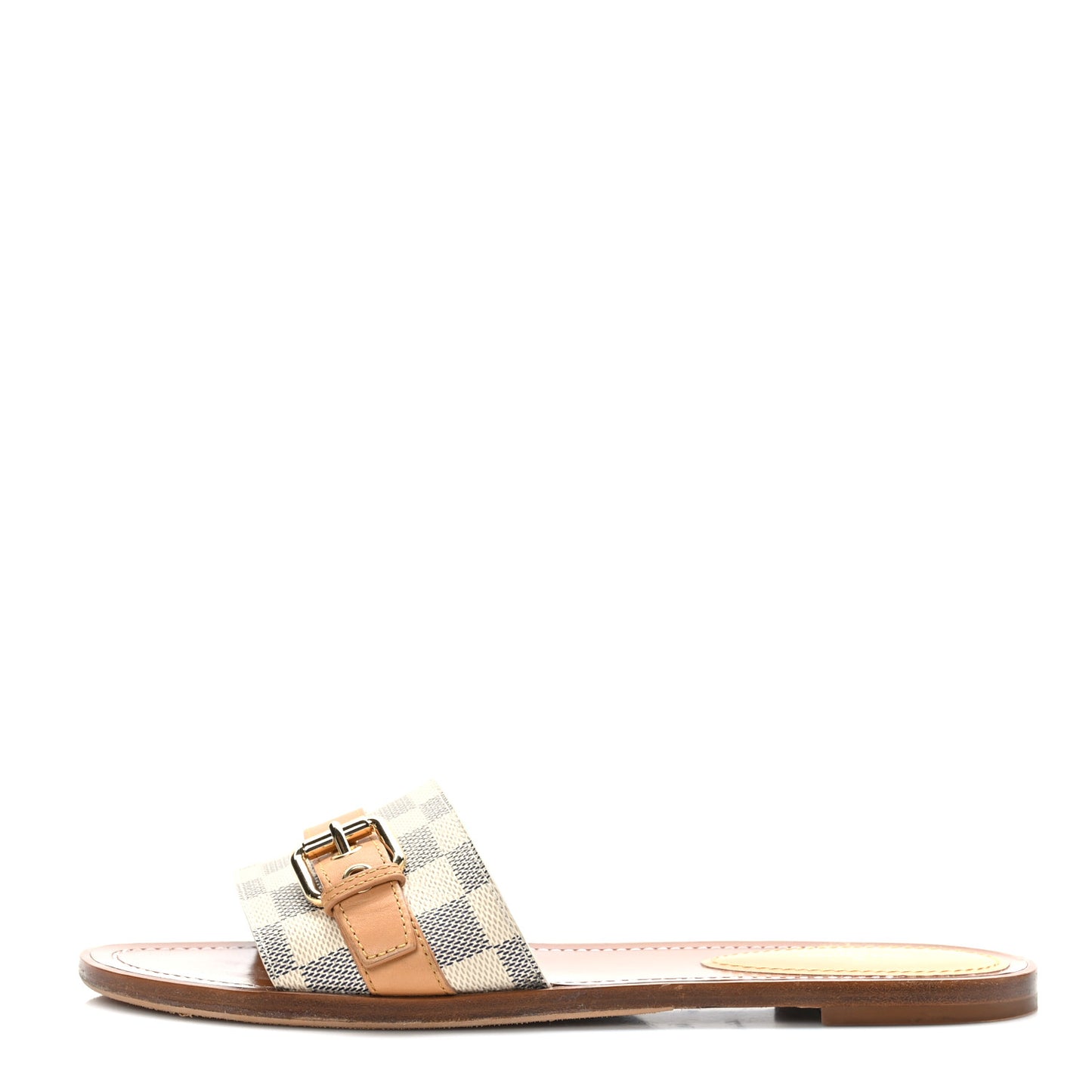 Damier Azur Vachetta Lock Flat Mule 41
