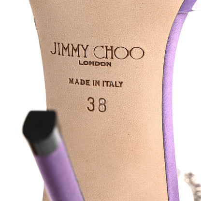 Jimmy Choo Satin PVC Crystal Saeda 100 Sandals 38 Wisteria 8 of 14
