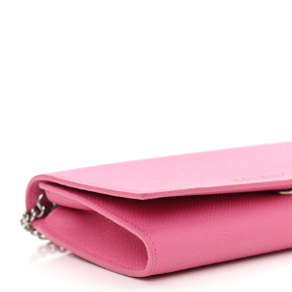 Balenciaga Signature Grained Calfskin Logo Ville Wallet on Chain Bubble Gum Black 9 of 10