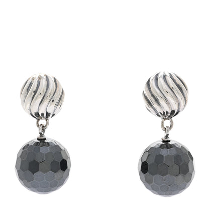 David Yurman Sterling Silver Hematine Sculpted Cable Drop Earrings 1 of 4