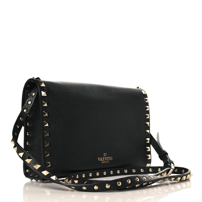 Valentino Garavani Pebbled Calfskin Medium Rockstud Flip Lock Crossbody Bag Black 3 of 8