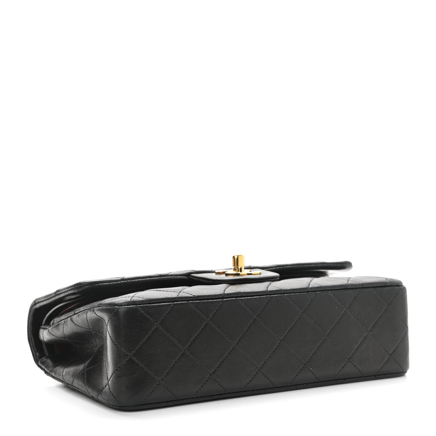Lambskin Quilted Small Double Flap Black