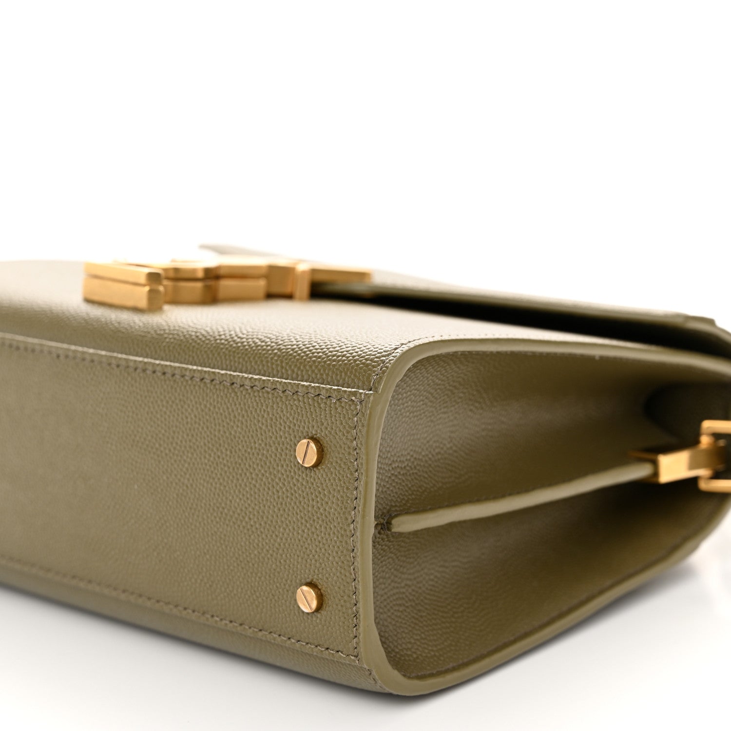 Saint Laurent Grain de Poudre Mini Classic Monogram Cassandra Top Handle Olive 9 of 9