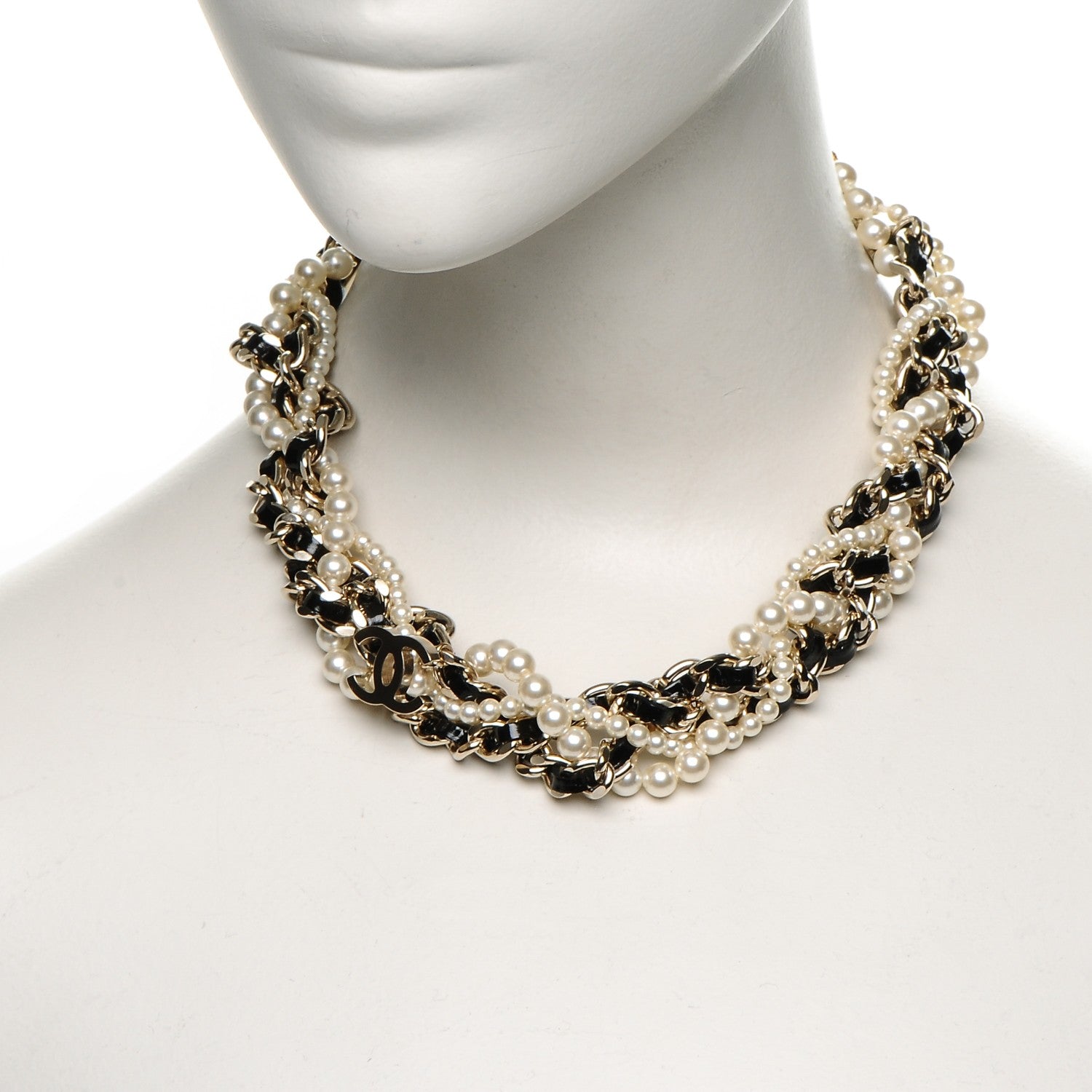 Chanel Pearl CC Chain Choker Necklace Black Gold 2 of 4