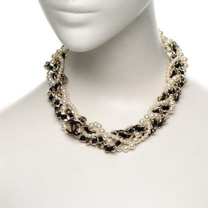 Chanel Pearl CC Chain Choker Necklace Black Gold 2 of 4