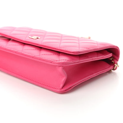 Chanel Lambskin Quilted Wallet On Chain WOC Pink 7 of 12