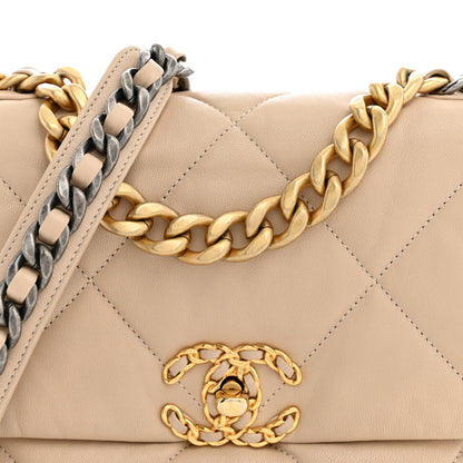 Chanel Lambskin Quilted Medium Chanel 19 Flap Light Beige 8 of 10