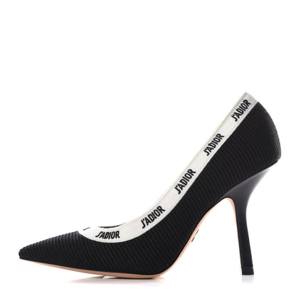 Christian Dior Technical Canvas Ribbon Embroidered J'Adior 100mm Pumps 38 Black 1 of 8