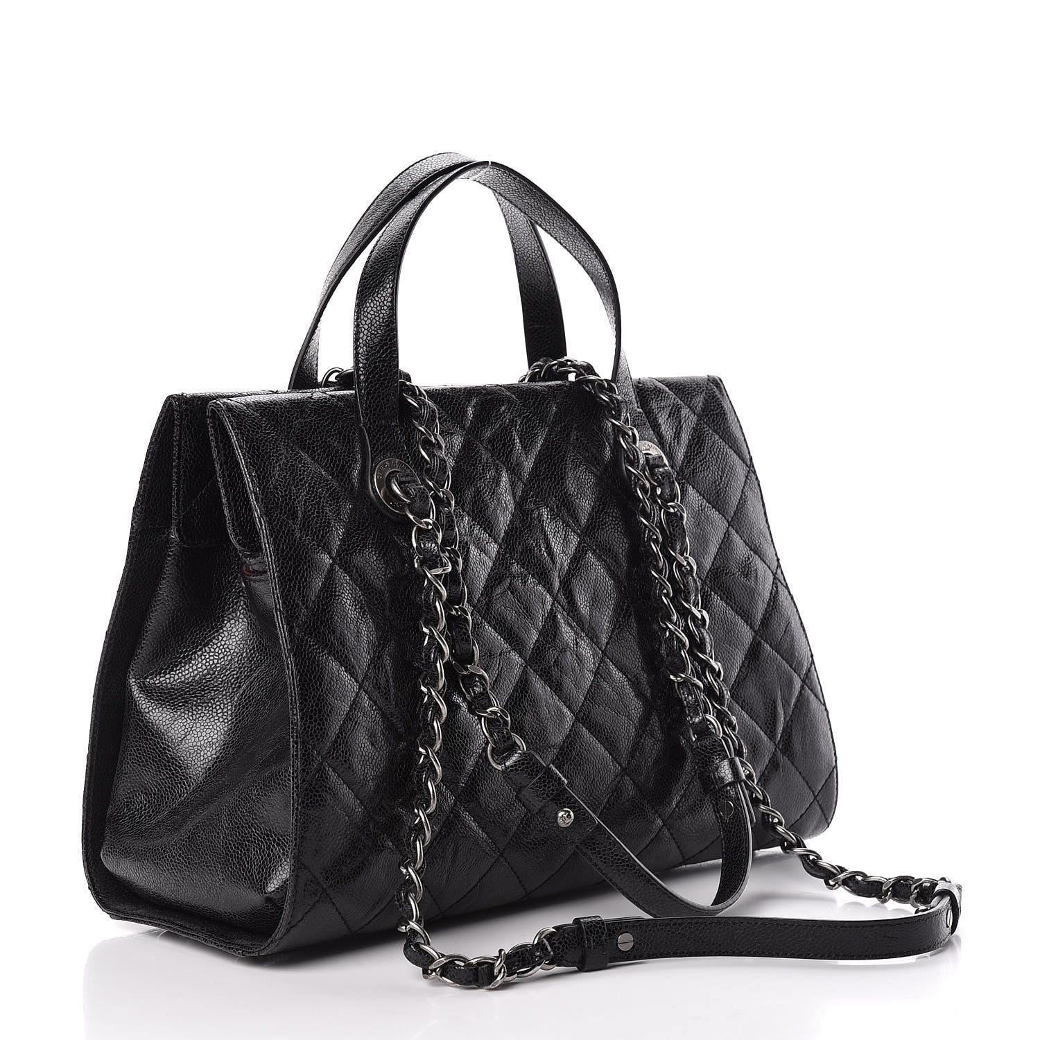 Chanel Crumpled Grained Calfskin Quilted CC Crave Tote Black 3 of 11
